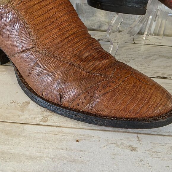 Justin Lizard Western Cowboy Boots Distressed Work Utility Mens 8 1/2 B - Picture 6 of 10